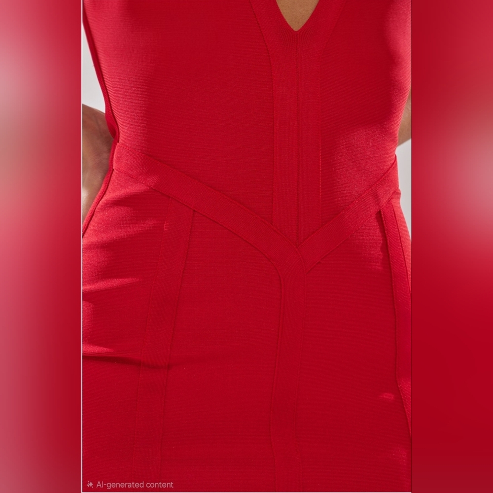 Red Hot Confidence: The Sculpting Halter Midi By AKIRA - Picture 4 of 5